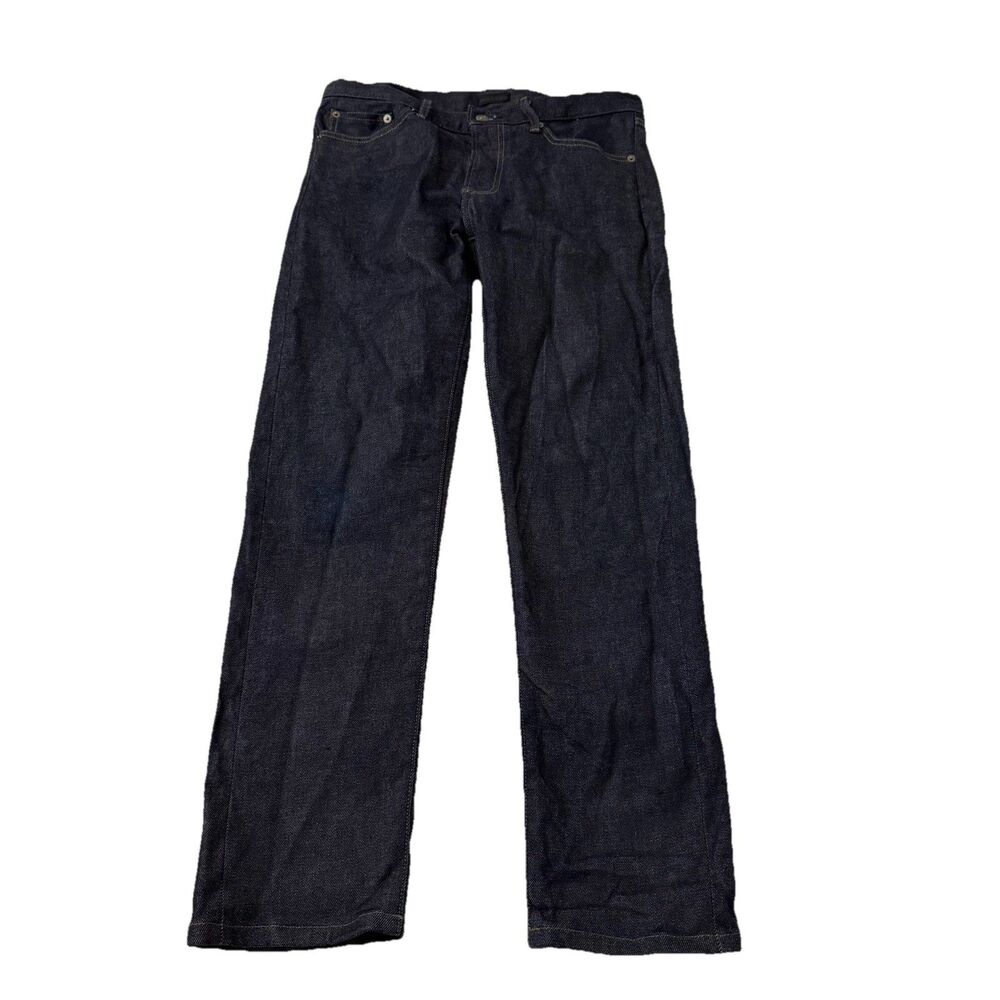 Uniqlo Selvedge Jeans Mens 32 Raw Indigo Slim Straight Kaihara Fabric Inseam 30”